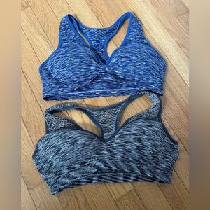 PINK Victoria's Secret Duo: Blue and Gray Marled Racerback Sports Bras